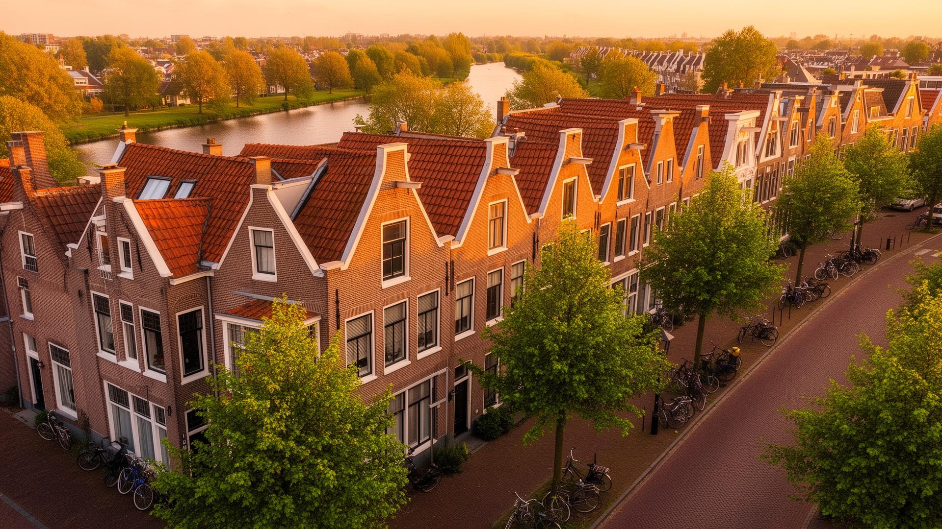 Verduurzaamde Nederlandse woning in warm avondlicht